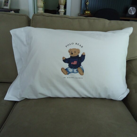 Ralph Lauren Polo Bear Pillowcase Vintage Standard Mint - Picture 1 of 6